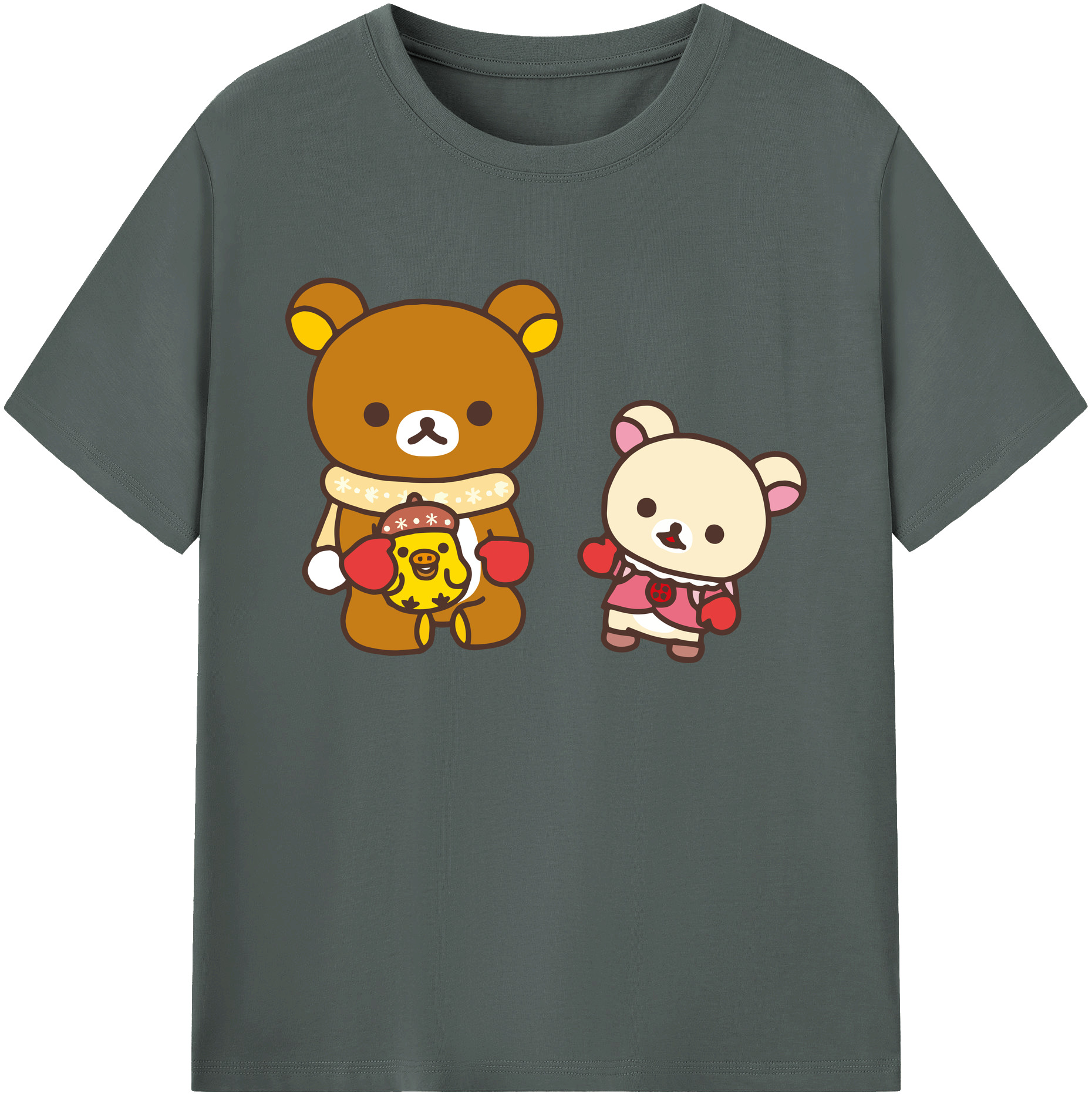 （画像用） リラックマ リラックマ キイロイトリ Rilakkuma Korilakkuma Kiiroitori 綿100％ メンズ半袖Tシャツ｜肌触りやわらか＆通気性